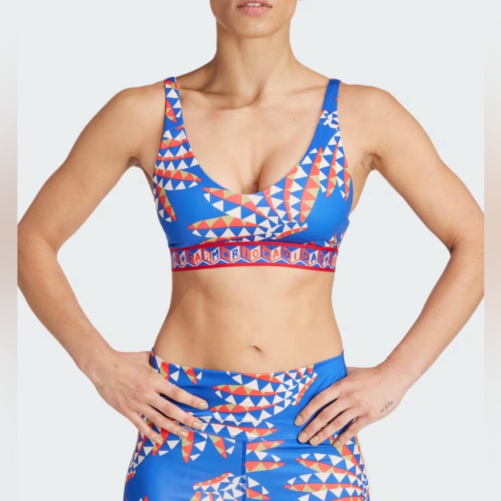 Adidas x Farm Rio Medium Support Racerback Wirefree Sports Bra Lined Padded NWT
